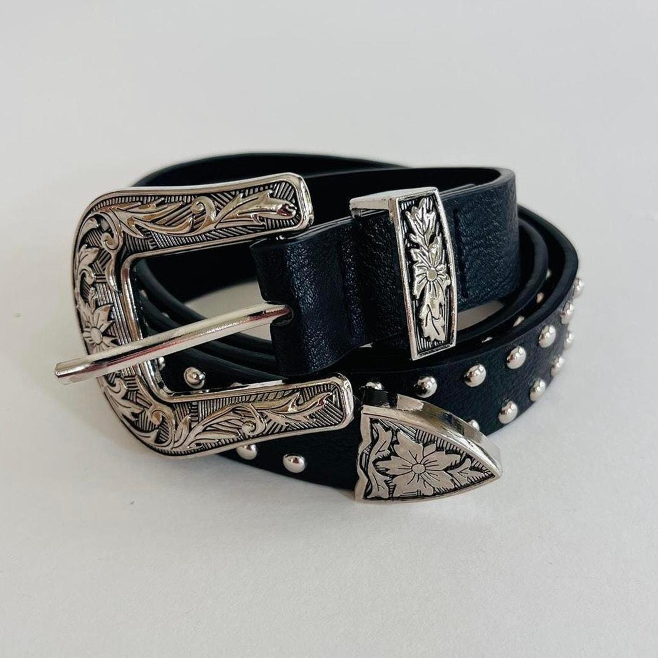Western Double Buckle Leather Belt - Most Wanted USA