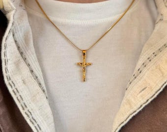 Y2K 2000s Vintage Gold Cross Necklace Unisex Retro Chain Jewelry New