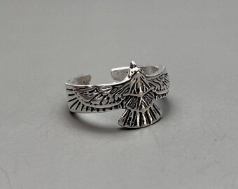 Y2K Silver Eagle Ring Adjustable Unisex 2000s Jewelry Vintage Statement
