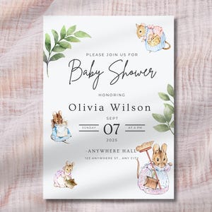 Invitación para baby shower de Beatrix Potter / Editable / Personalizable / 5x7