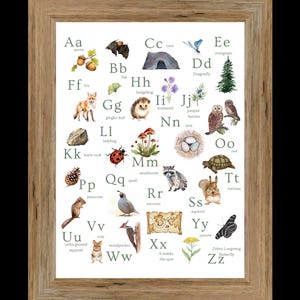 Printable Woodland Nature Alphabet Picture | ABCs | Nursery Decor