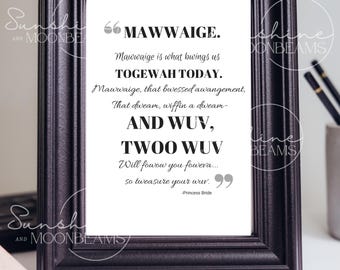 The Princess Bride Inspired Wedding Quote | Digital Download | Wedding Printable | Wedding Decor | Mawwaige