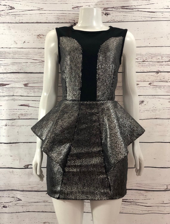 silver sequin peplum dress Ivonne D ID6206