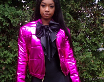 pink metallic coat