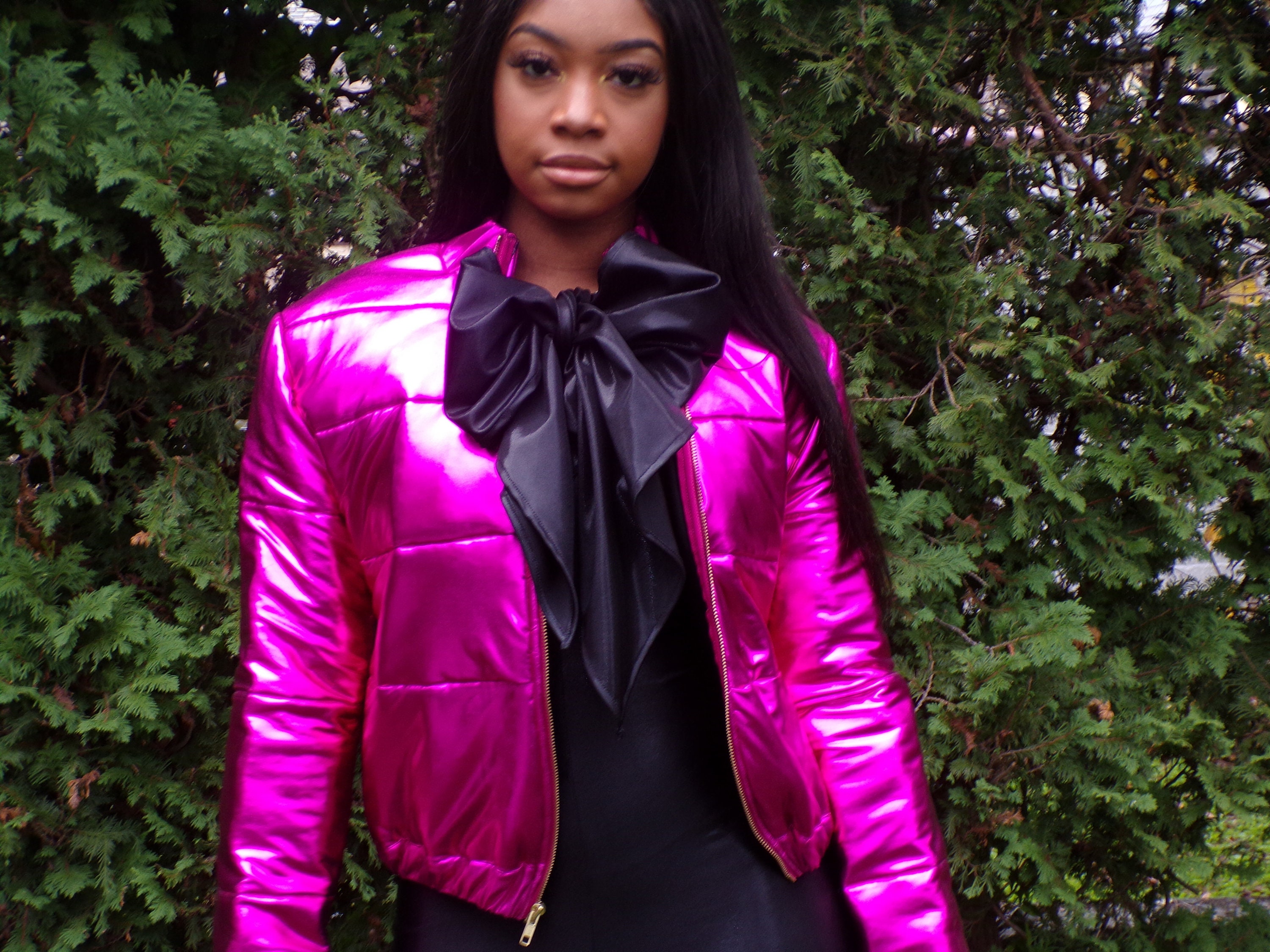 Pink Metallic Quilted Jacket Pink 