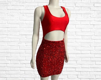 Red Party Dress w/ Cutout and Low Back