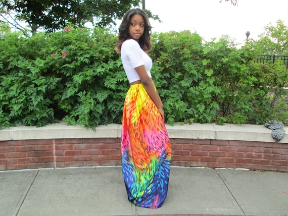 rainbow maxi skirt