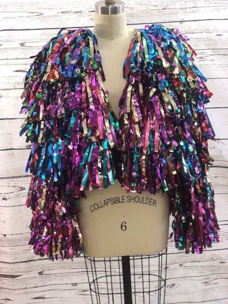 Tinsel Jacket Foil Tinsel Jacket Rainbow Tinsel Jacket Foil Etsy