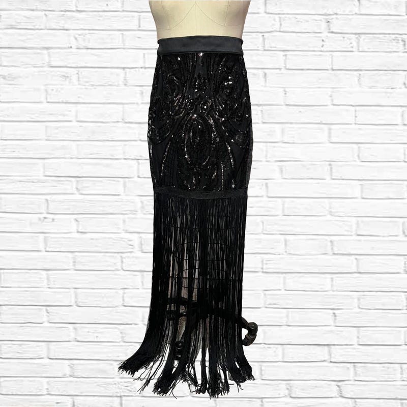 SEQUINED SKIRT BLACK