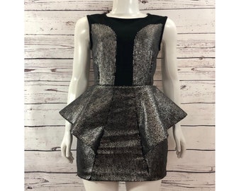 Black and silver sequin peplum dress, Party Dress, Birthday Dress, Ruffle Dress, Sequin Mini Dress, Black Mini Dress, Silver Sequin Dress,