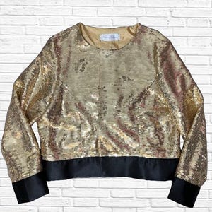 Gold and Black Sequin Jacket, Gold Coat, Bling Jacket, Metallic Coat, Rock Band, Concert Wear, Sequin Clothing