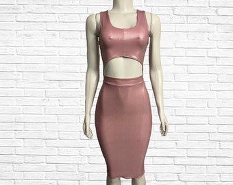 Pink Metallic Party Dress w/ cutout and Low Back