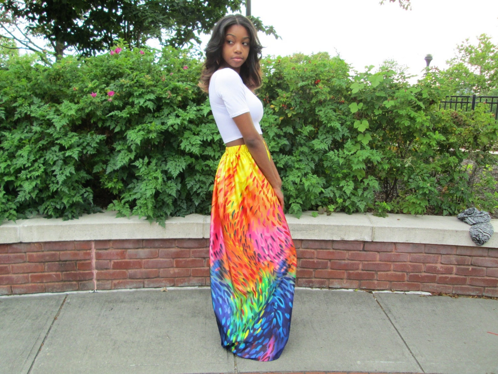Rainbow Print Maxi Skirt Maxi Skirt Colorful Skirt Long - Etsy