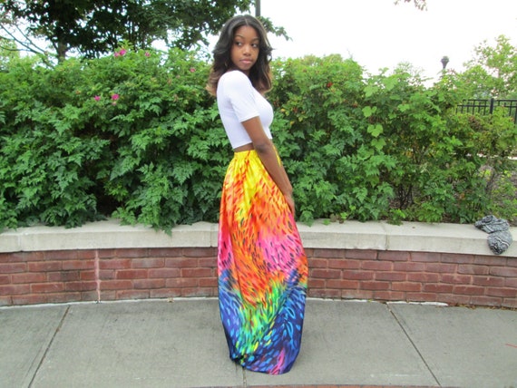 hond stok Tante Buy Rainbow Print Maxi Skirt Maxi Skirt Colorful Skirt Long Online in India  - Etsy
