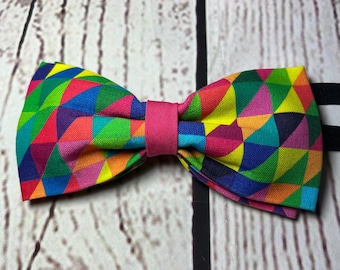 Rainbow Pride Bow Tie | LGBTQ Bow Tie for Men | Adjustable Pride Neckwear | Same Sex Wedding Bow Tie | Colorful Statement Accessory