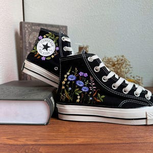 Custom Converse: Hand-Embroidered Bugs & Flowers, Halloween Sneakers