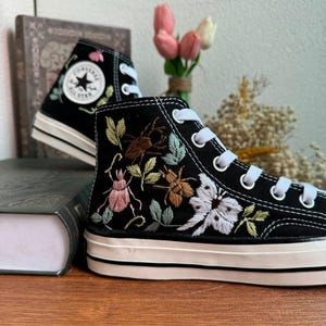 Custom Converse Embroidered | Bugs Embroidered Converse | Halloween Vibes Embroidered Sneakers | Bugs Embroidered Sneaker | Gift For Her