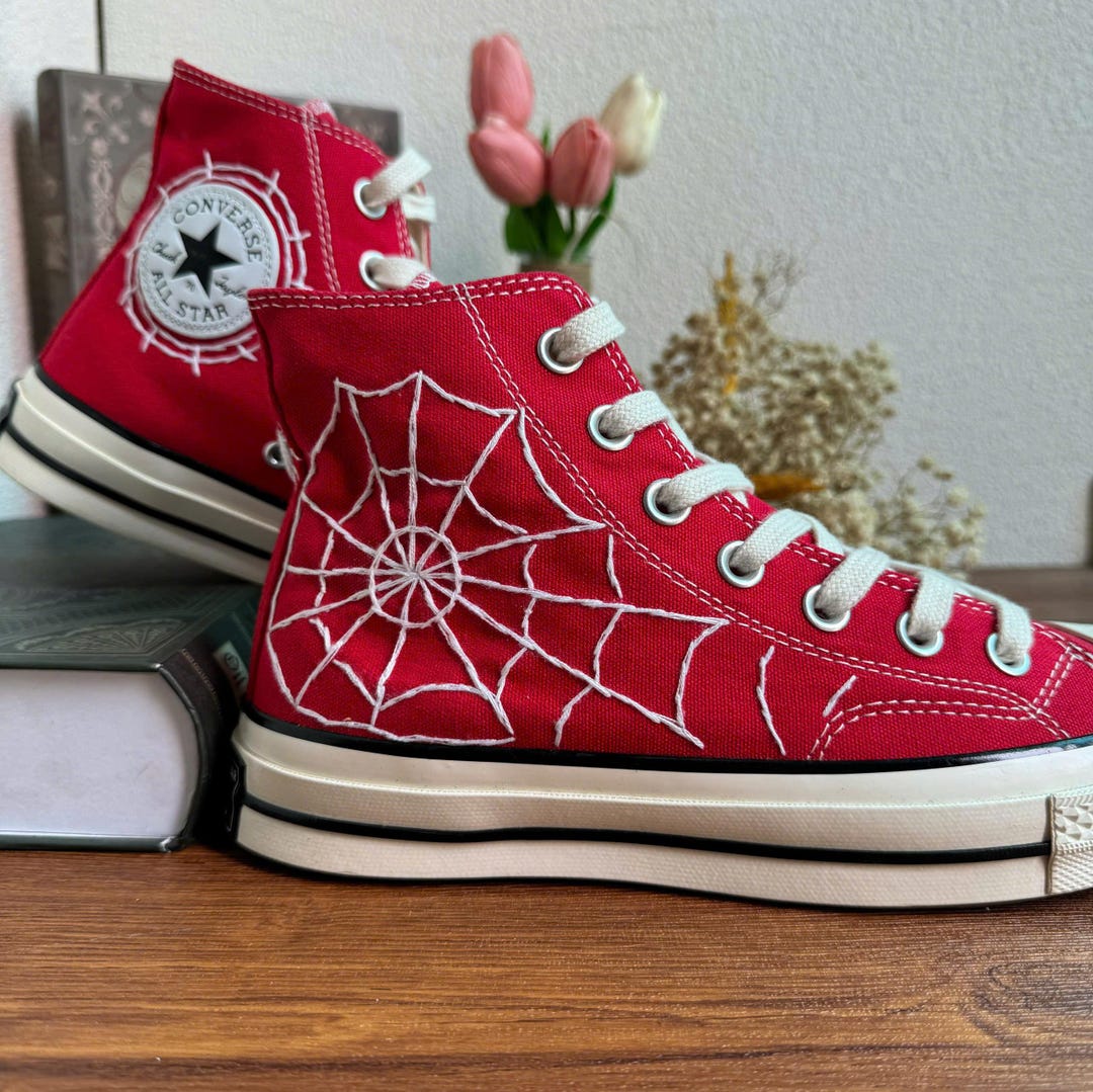 Custom Spiderweb Embroidered Converse: Halloween Sneakers, Gift