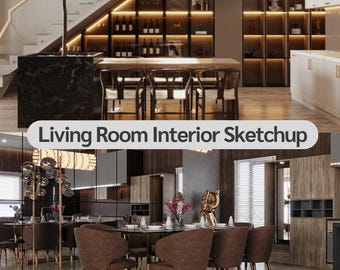 2 Set Living Room Sketchup + Render Scene premium