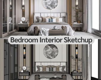 4 Set Bedroom Sketchup + Render Scene premium 0.4