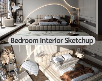 3 Set Bedroom Sketchup + Render Scene premium 0.3