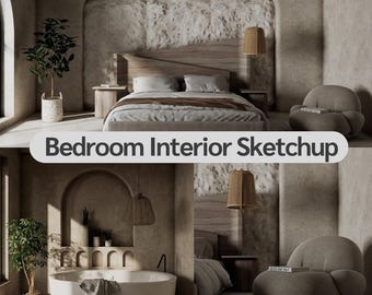 5 Set Bedroom Sketchup + Render Scene premium