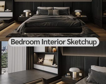 2 Set Bedroom Sketchup + Render Scene premium