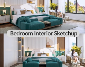 5 Set Bedroom Sketchup + Render Scene premium