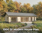 59' × 19' Small House Plan & Architectural Plans - 1000SF/95M2