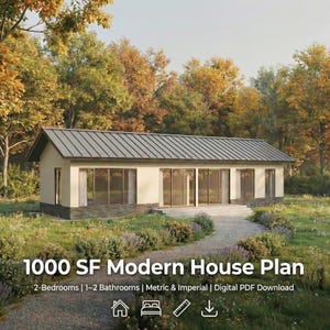 59' × 19' Small House Plan & Architectural Plans - 1000SF/95M2