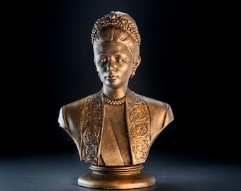 Empress Farah Pahlavi Bust, Hand-Finished Resin Sculpture, Persian Royal Collectible (Bronze Patina)