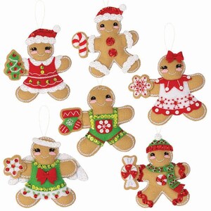 Dressed Up Gingerbread Felt Ornaments