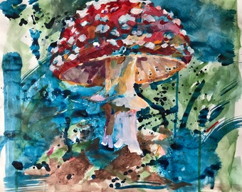 Good Luck Mushroom Fly Agaric - original painting