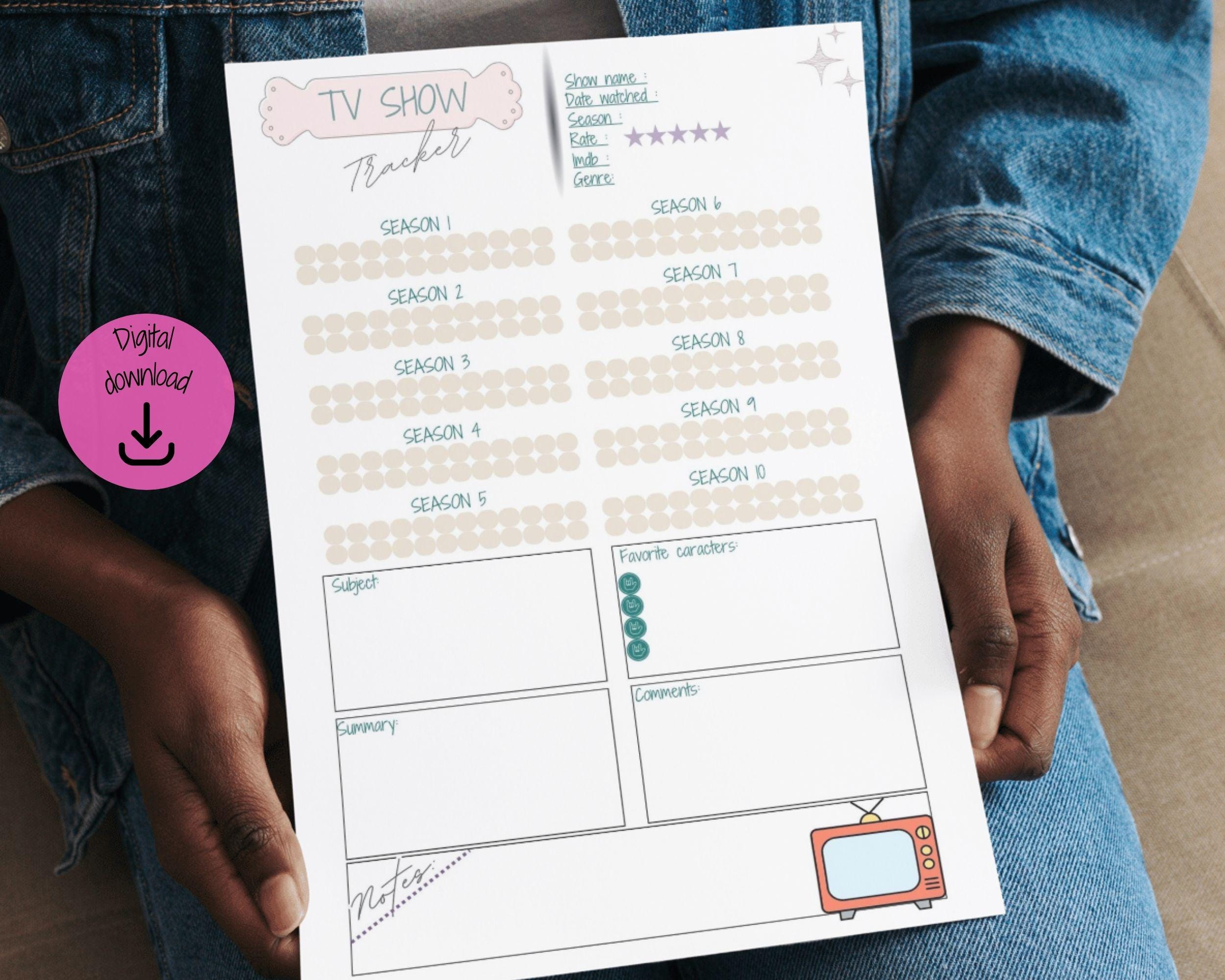 Printable Movie Tracker,printable Tv Show Tracker,printable Book ...