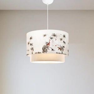 Jungle Nursery Pendant Lamp: Safari Animal Fabric Ceiling Light