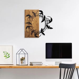 Swallow Bird Wall Decor: Wood & Metal Wreath - Nature Inspired Art