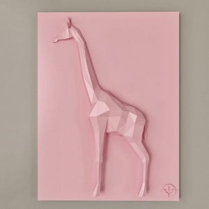 3D Printed Pink Giraffe Wall Art: Geometric Nursery Decor and Home Decor