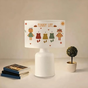 Funny Life Kids Room Pendant Light, Modern Ceiling Lamp for Children&#39;s Room, Fabric Lampshade, Playroom Decor Lighting,