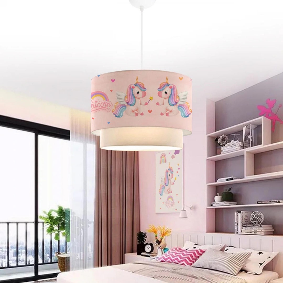 Unicorn Pendant Light for Girls Room, Pink Kids Ceiling Lamp,cute ...