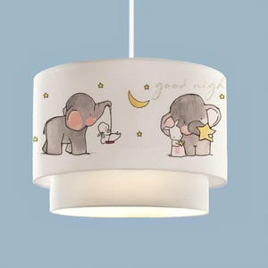 Elephant Pendant Light: Pastel Safari Nursery Lampshade