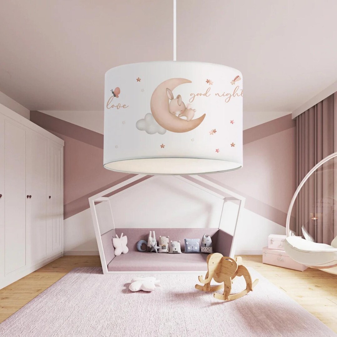 Cute Bear Pendant Light for Kids Room, Fabric Printed Nursery Ceiling ...