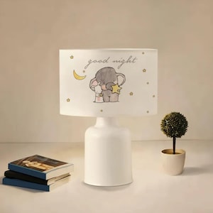 Elephant Kids Room Lamp: Fabric Night Light with Good Night Design