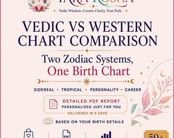 Vedic vs Western Birth Chart Reading | Personalized Astrology Comparison of Your Two Zodiac Charts | 50+ Page PDF