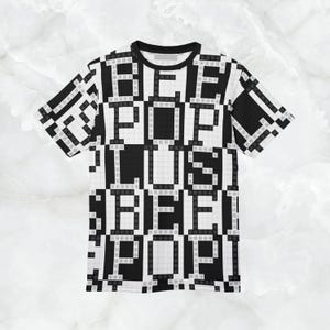 Poplusbee Unisex Tee, Retro Pixel Font Design, Black and White T-shirt, 2025 Spring/Summer Collection, Streetwear Shirt, Graphic Tee
