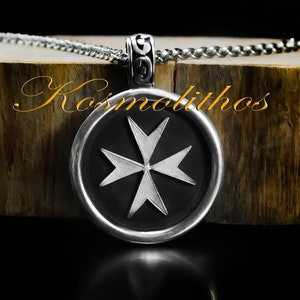 Malta Cross Sterling Silver Necklace, Knights Templar Pendant
