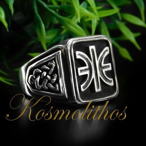Delphic Epsilon Sterling Silver Ring Mens Gift, Delphic Epsilon Silver Ring, Apollo Sign Epsilon Ring, Greek Chevalier Ring Gift For Him