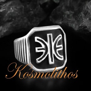 Silver Delphic Handmade Ring Gift For Men, Delphic Epsilon Ring Silver Men, Apollo Sign Silver Ring, Men Gift Greek Ring, Chevalier Ring Men