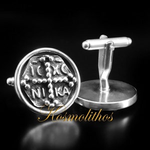Silver Cross Cufflinks Gift For Men, Byzantine Cufflinks, Sterling Silver Cuff Links, Religious Mens Cufflinks, Wedding Christian Cufflinks