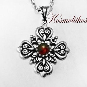 Victorian Sterling Silver Cross Necklace, Antique Cross Necklace Silver, Gift For Her Gothic Cross Necklace, Valentines Day Necklace Gift