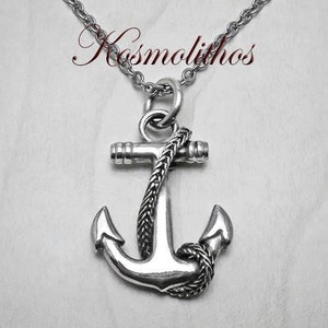 Sterling Silver Anchor Pendant Necklace, Nautical Jewelry Gift
